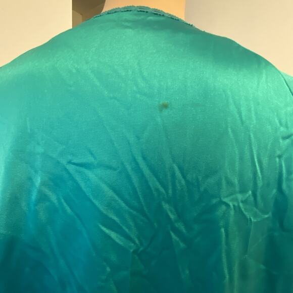 Vtg VanityFair Nightgown Robe Peignoir 2PC Set Nylon Lace Turquoise USA Fairy M - Picture 13 of 14